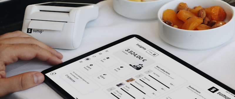 Tablet showing restaurant analytics dashboard