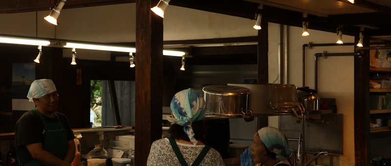 Restaurant kitchen team at work